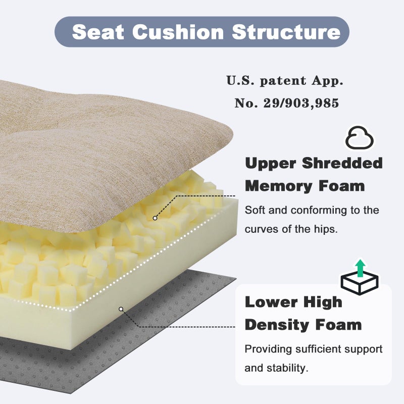 baibu 40 Inch Dual-Layer Patent Design Memory Foam Bench Cushion, Non-Slip Indoor Bench Cushion Standard Size Foam Pad with Machine Washable Cover (Beige, 40x16x3in) - Image 2